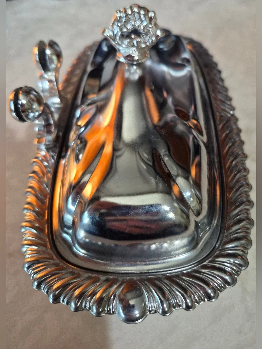 Vintage mid-Century silver-plated covered butter dish, Made By Shelton-Ware